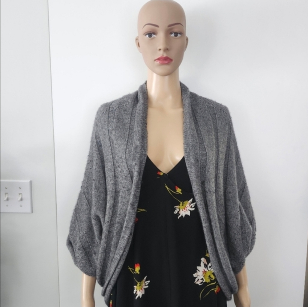 JUICY COUTURE Women's Grey Cashmere Wool Blend Open Front Knit Cardigan Size M/L